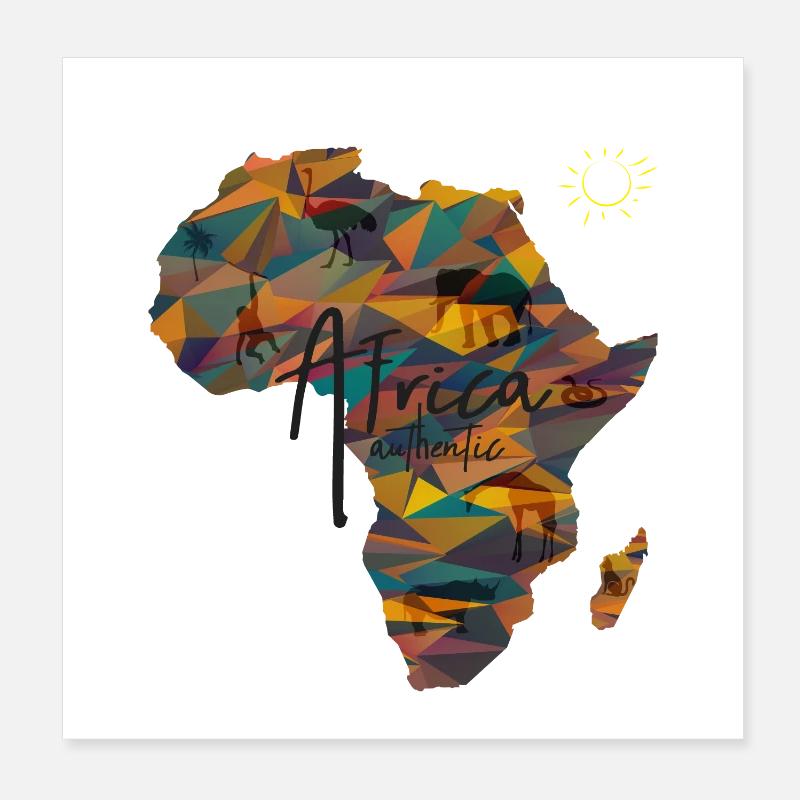 Afrika Kontinent - Poster 20x20 cm - Weiß