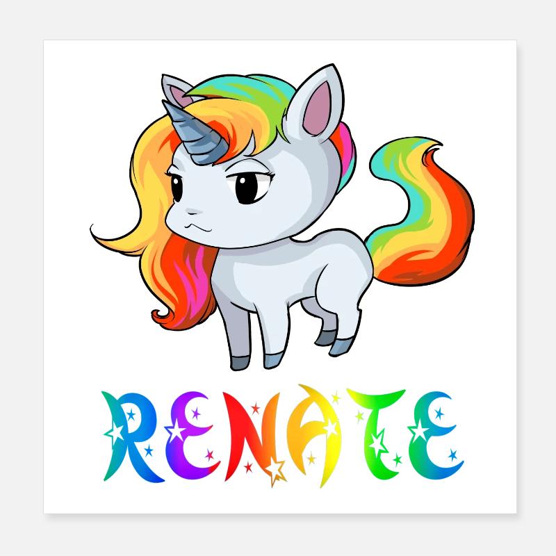 Einhorn Renate Poster 20x20 cm