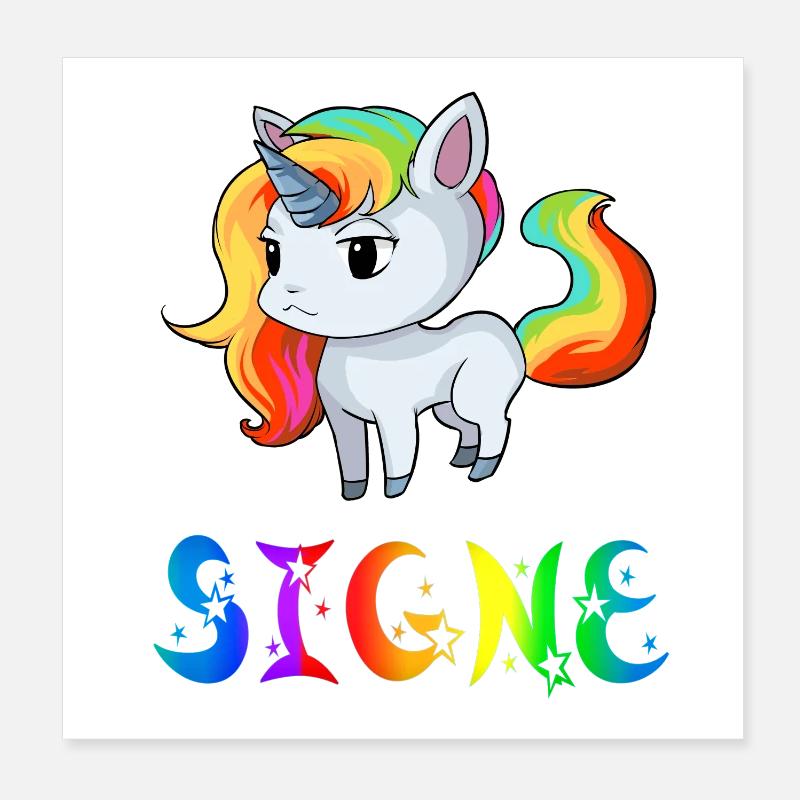 Unicorn Signe Poster 8" x 8" (20x20 cm)