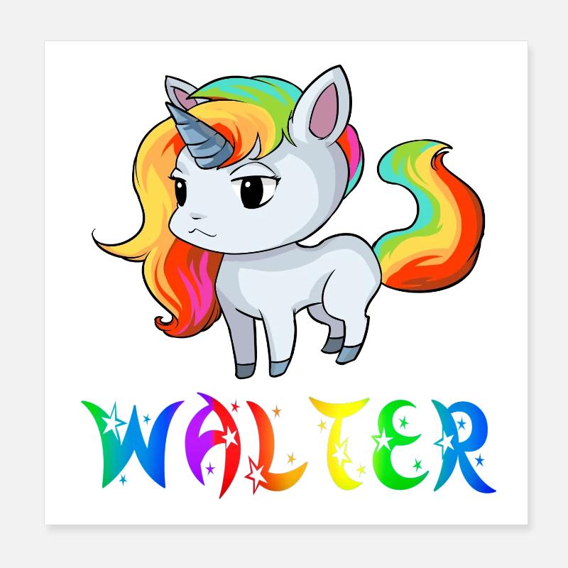 Einhorn Walter Poster 20x20 cm
