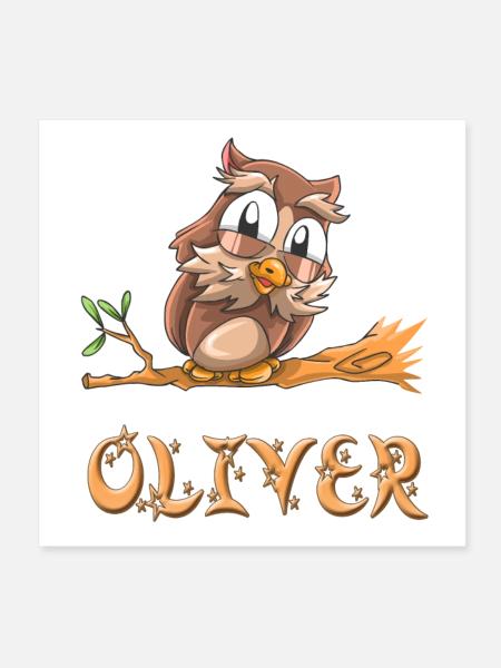 Owl Oliver - Poster 8" x 8" (20x20 cm) - white - Front