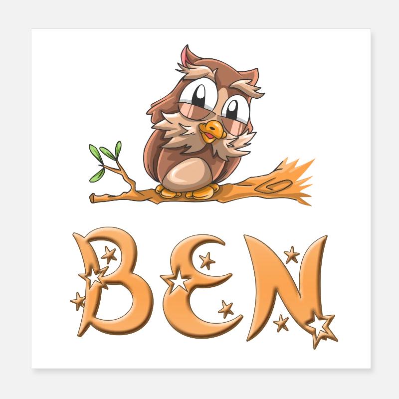Eule Ben Poster 20x20 cm