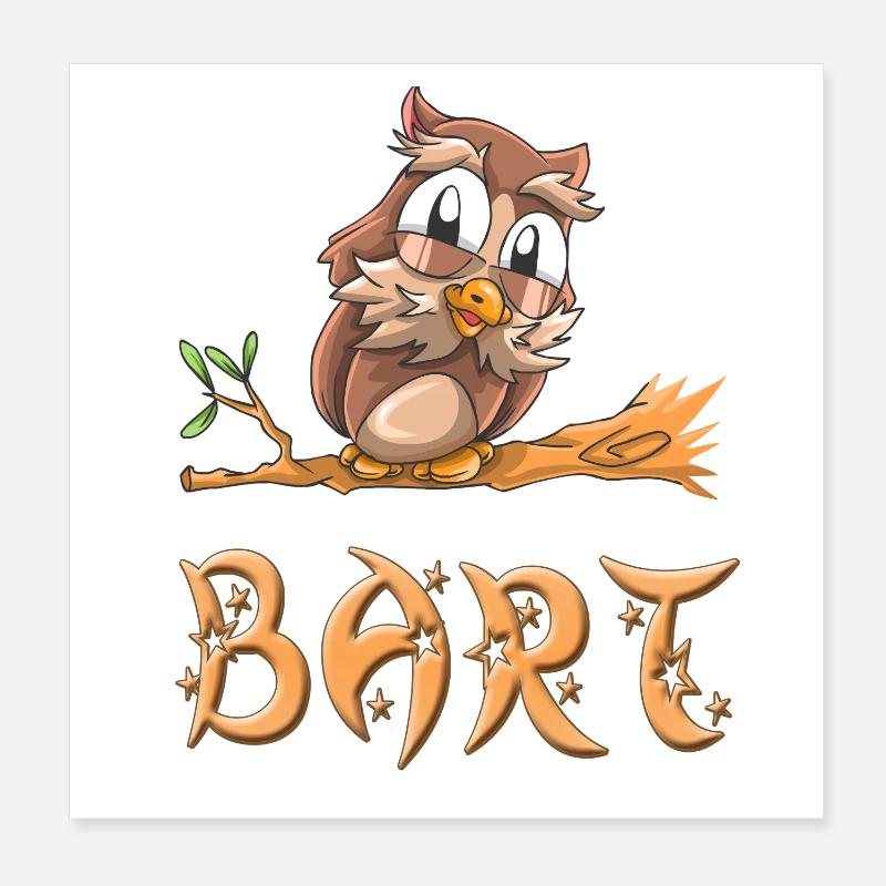 Eule Bart Poster 20x20 cm