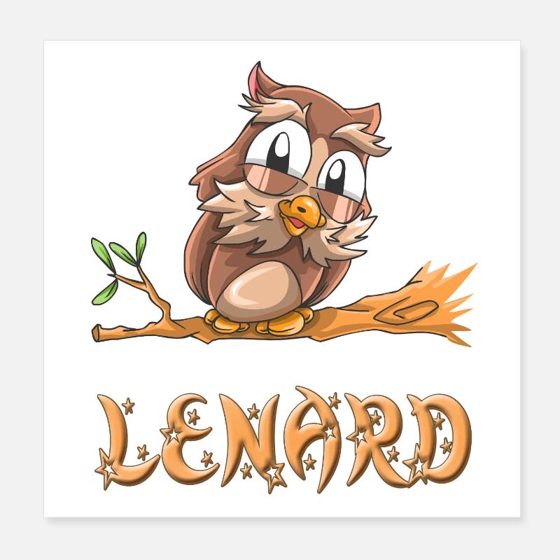 Owl Lenard Poster 8" x 8" (20x20 cm)
