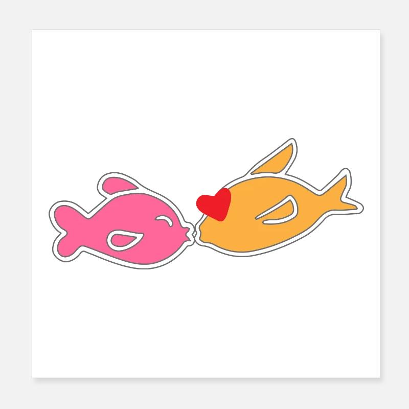 Kissing fish Poster 8" x 8" (20x20 cm)