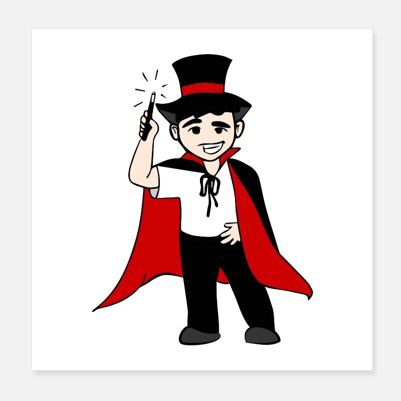 funny wizard with magic wand Poster 8" x 8" (20x20 cm)