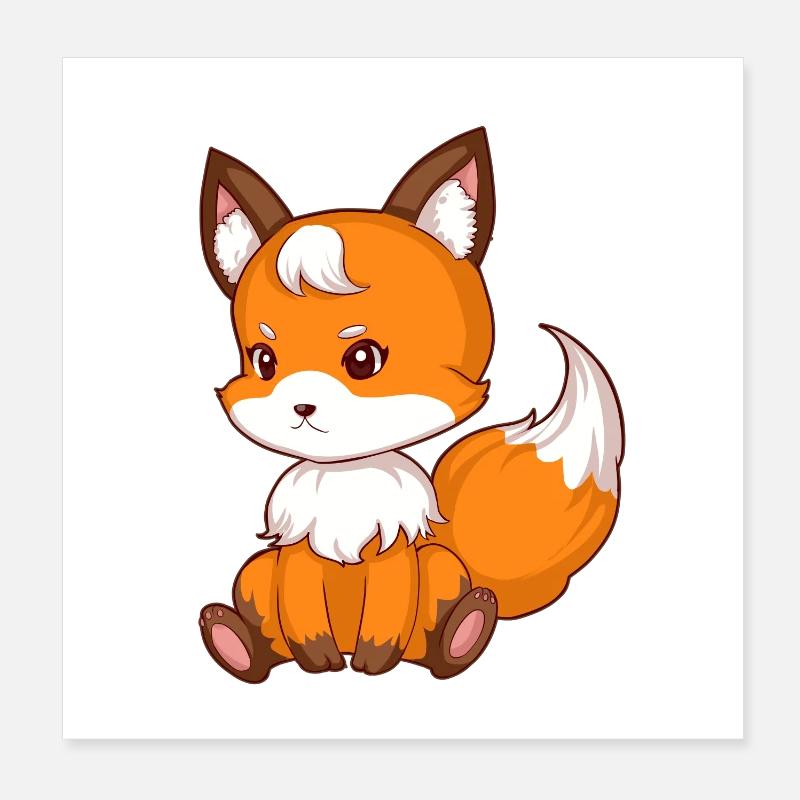 Süsser sitzender Fuchs Poster 20x20 cm