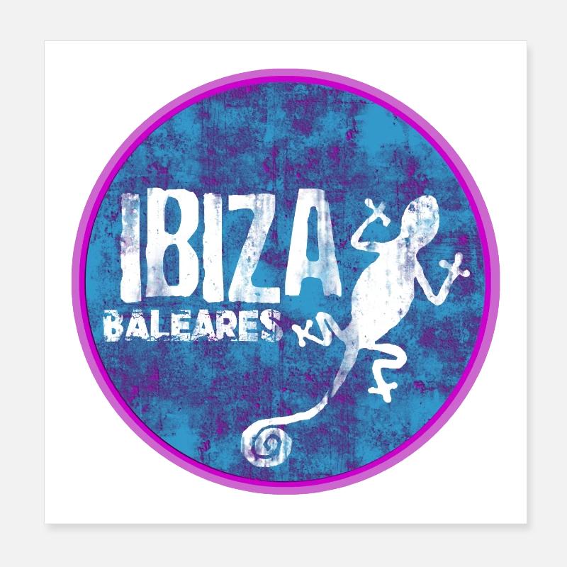 Ibiza Îles Baléares - Poster 20 x 20 cm - blanc