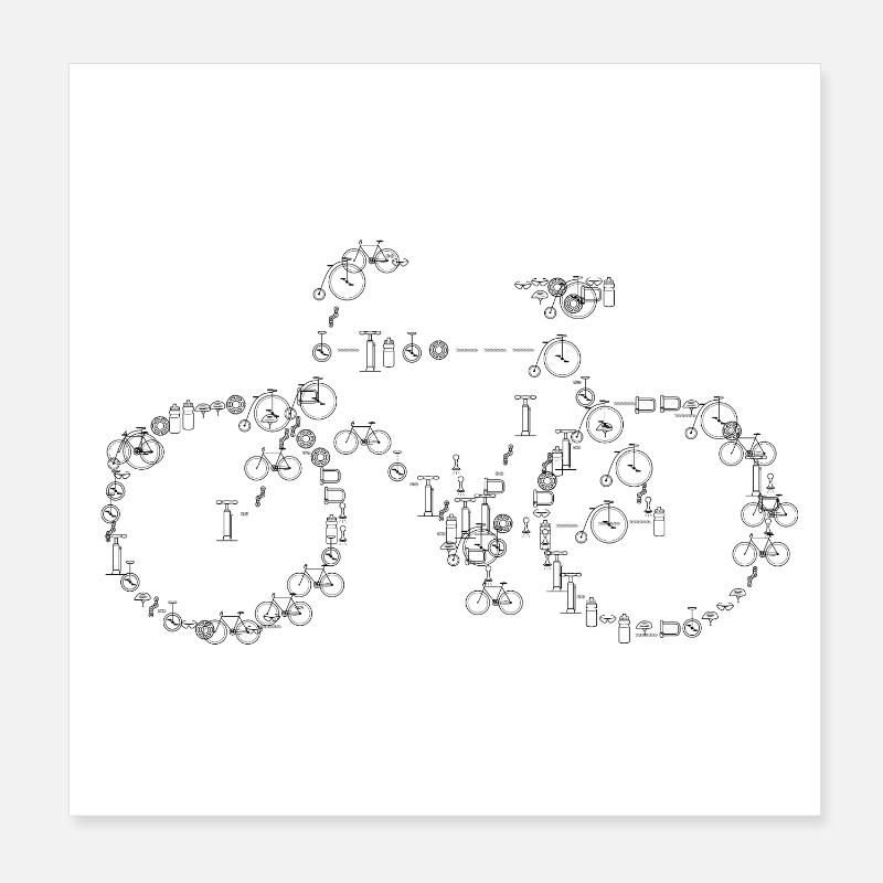 Art du vélo Poster 20 x 20 cm