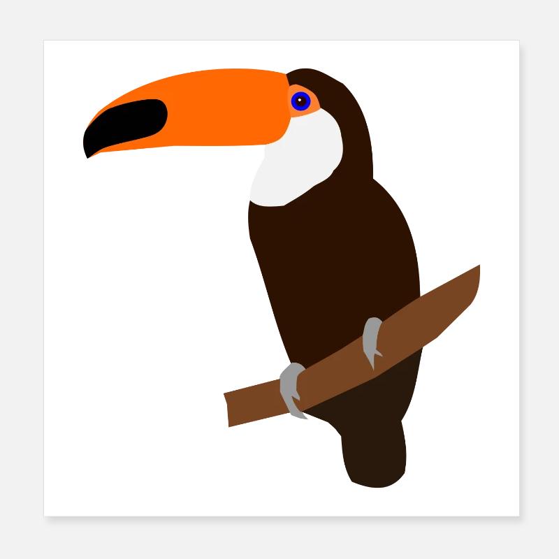 Toucan on a branch – colorful illustration Poster 8" x 8" (20x20 cm)
