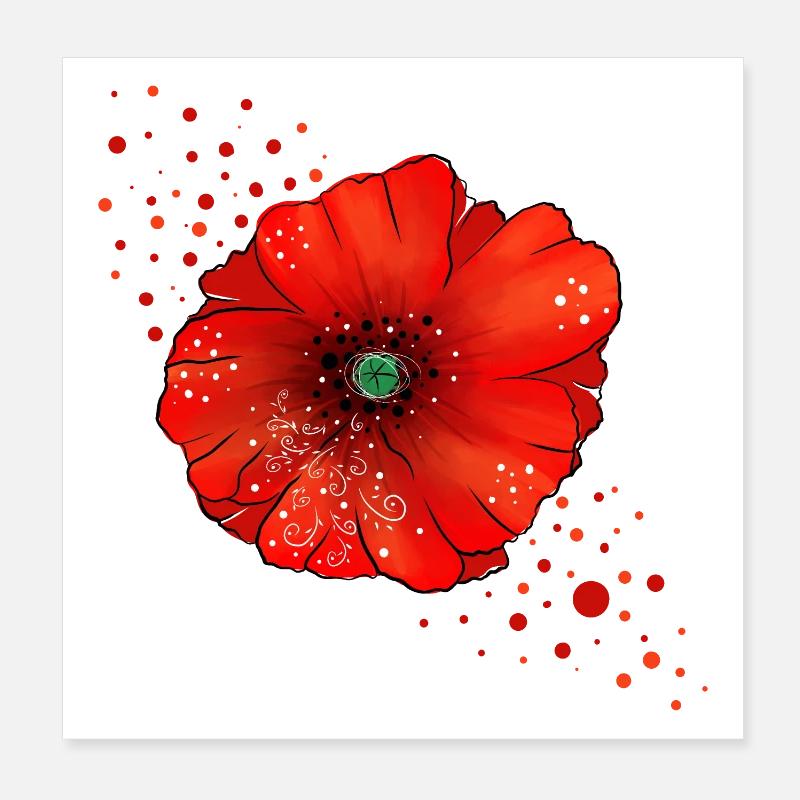 Art du pavot coquelicot Poster 20 x 20 cm