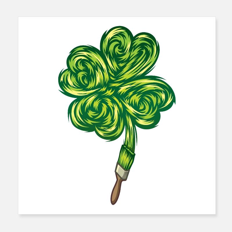 Clover - "I make my own luck" - Poster 20 x 20 cm - blanc