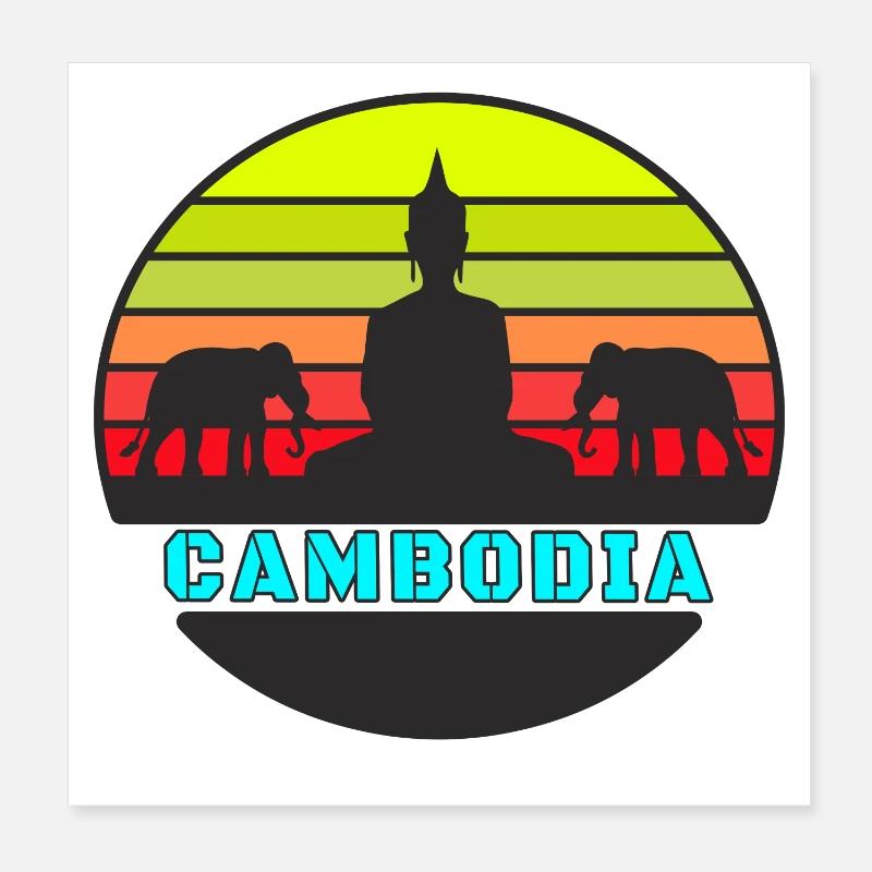 Kambodscha / Buddha / Elefant / Geschenk Poster 20x20 cm