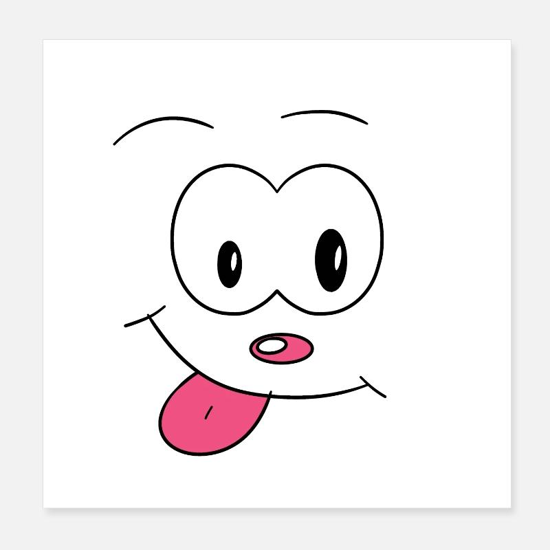 Dessin comique drôle visage effronté langue plaisanterie Poster 20 x 20 cm