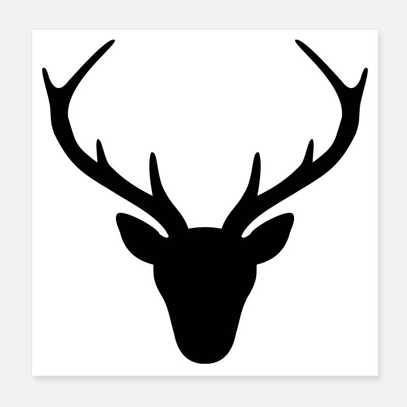 Deer antler silhouette hunting hunter gift Poster 8" x 8" (20x20 cm)