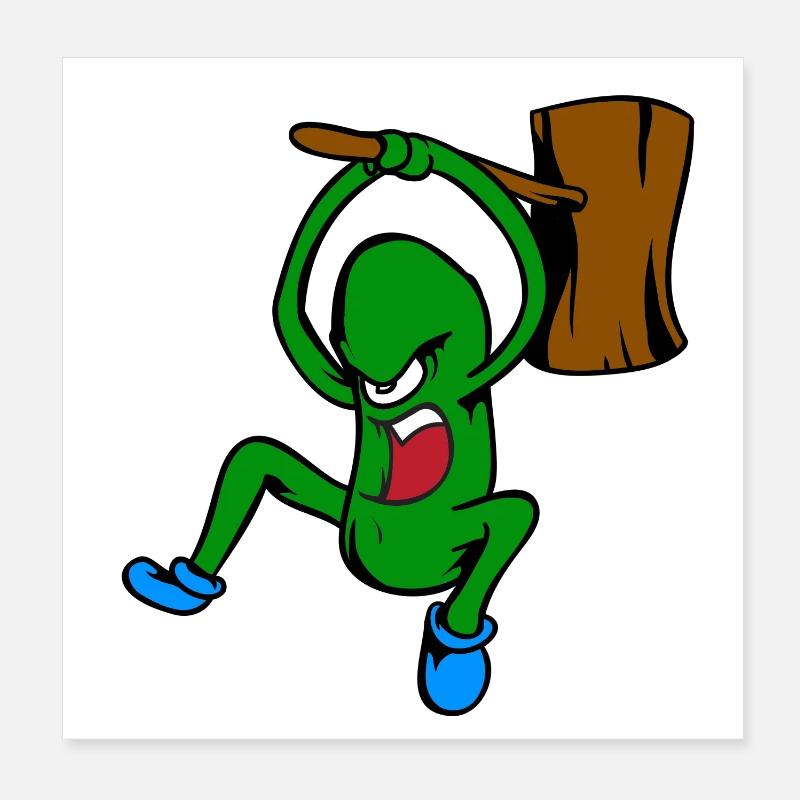 Angry Cucumber Poster 8" x 8" (20x20 cm)