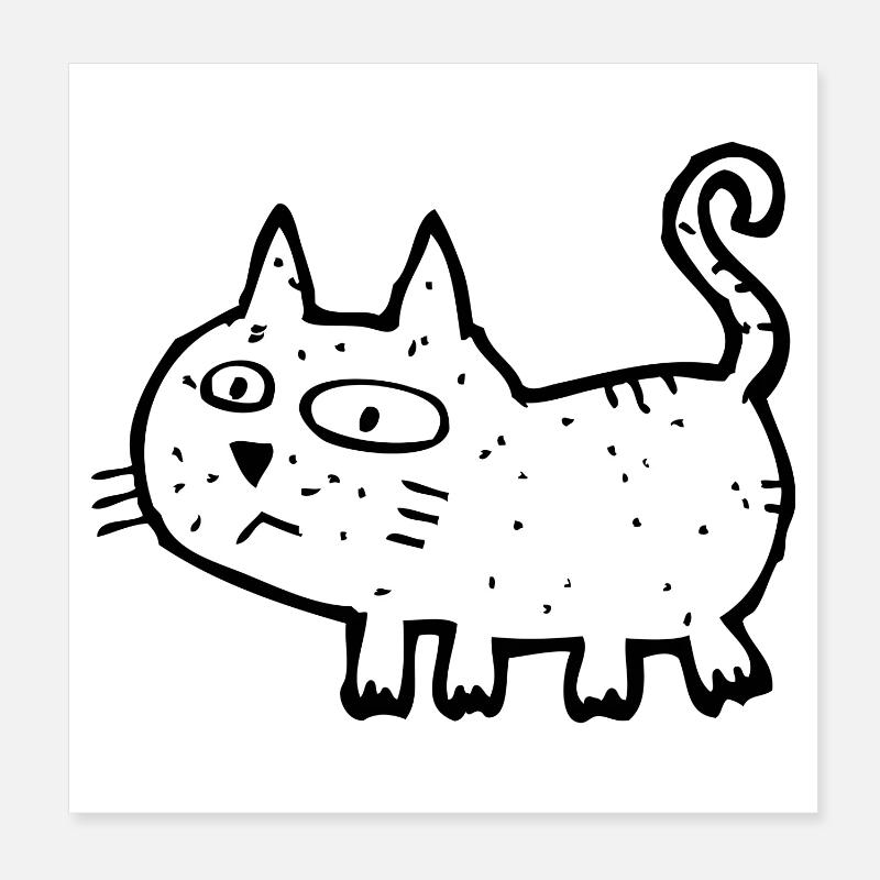 Black and White Sketch Cat Poster 8" x 8" (20x20 cm)