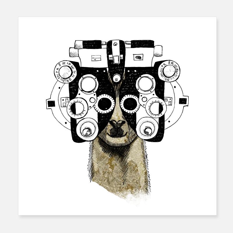Alpaka & Phoropter Poster 20x20 cm