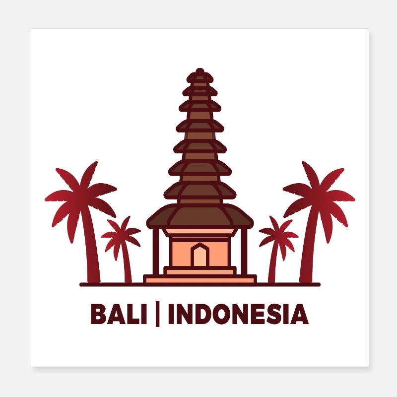Bali Indonesien - Poster 20x20 cm - Weiß