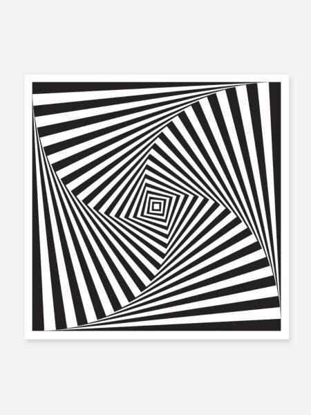 Schwarzes Vortex Tunnel Muster - Poster 20x20 cm - Weiß - Vorne