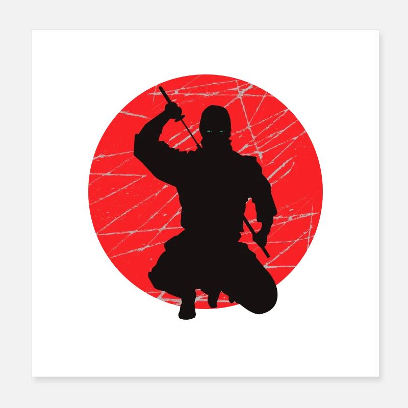 ninja - Poster 20x20 cm - Weiß