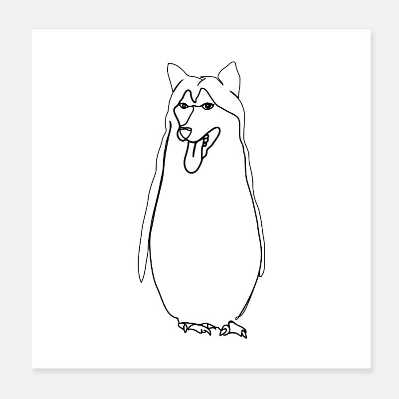 Pingouin Husky Poster 20 x 20 cm