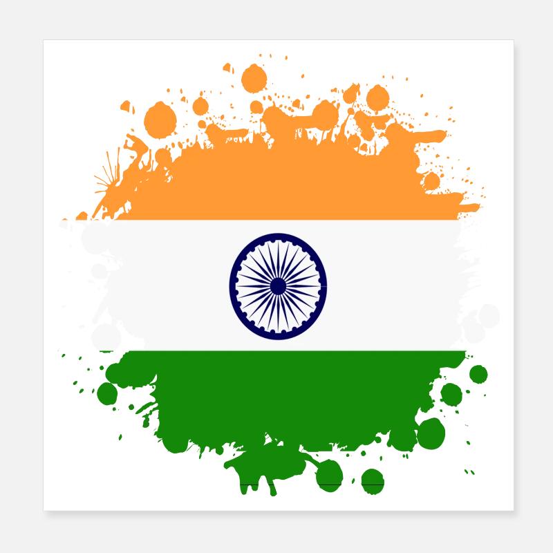 Indien Fleck Klecks / Flagge Geschenk Asien Poster 20x20 cm