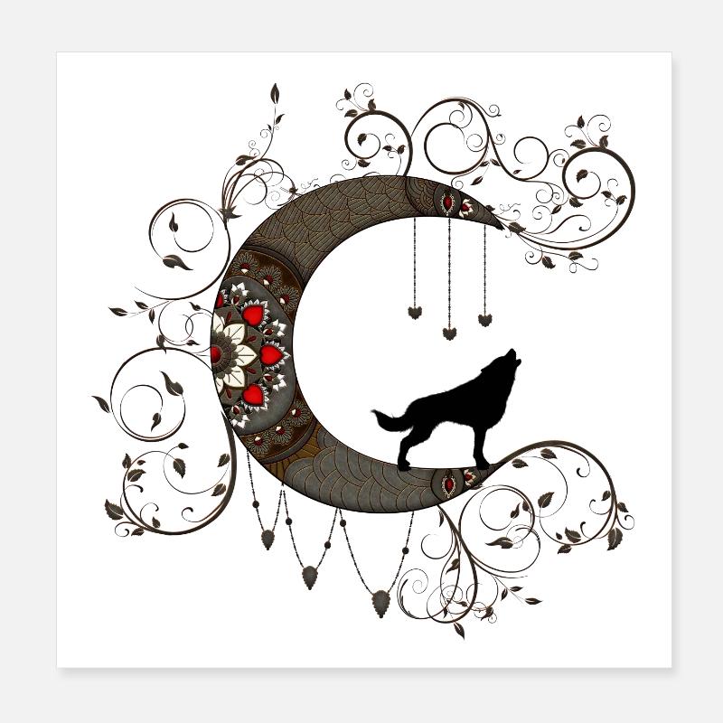 Wonderful moon with wolf Poster 8" x 8" (20x20 cm)