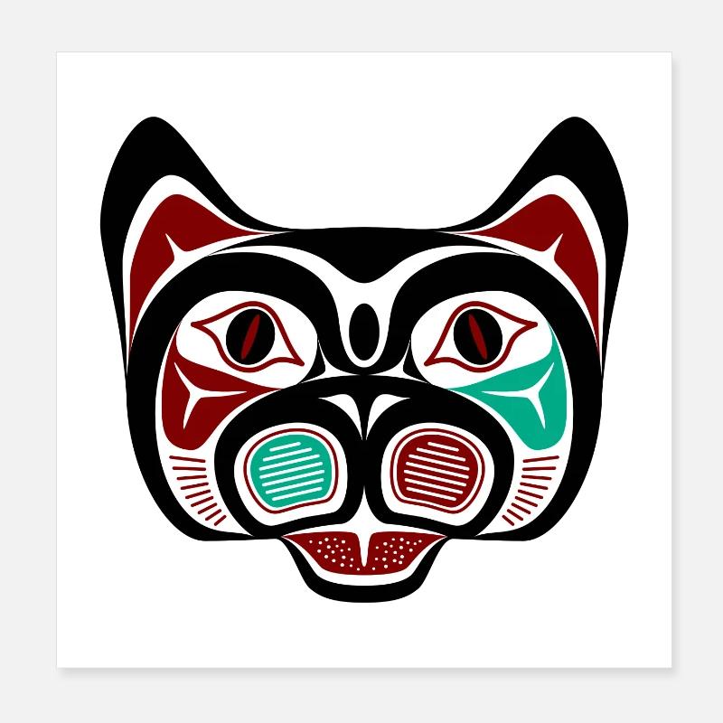 Northwest Pacific coast Haida Kitty Poster 20x20 cm