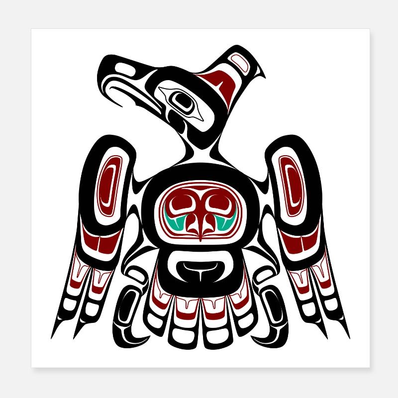 Northwest Pacific coast Kaigani Thunderbird - Poster 20x20 cm - Weiß