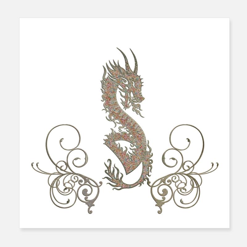 Dragon chinois génial Poster 20 x 20 cm