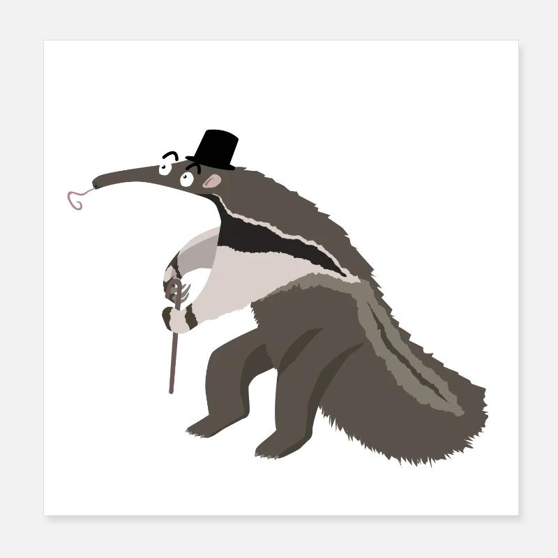 Long-nosed coati with stick Poster 8" x 8" (20x20 cm)