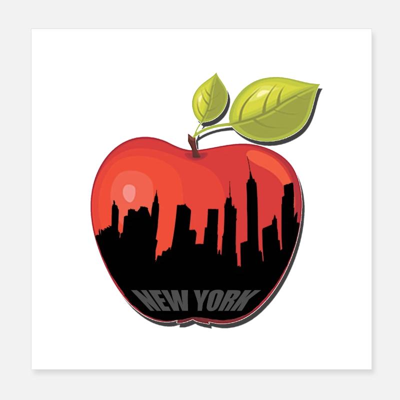 BIG APPLE - Poster 8" x 8" (20x20 cm) - white