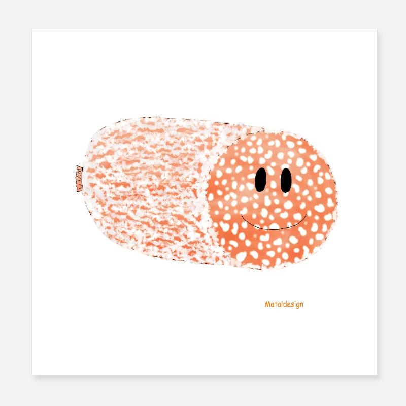 Salami - Poster 20x20 cm - Weiß