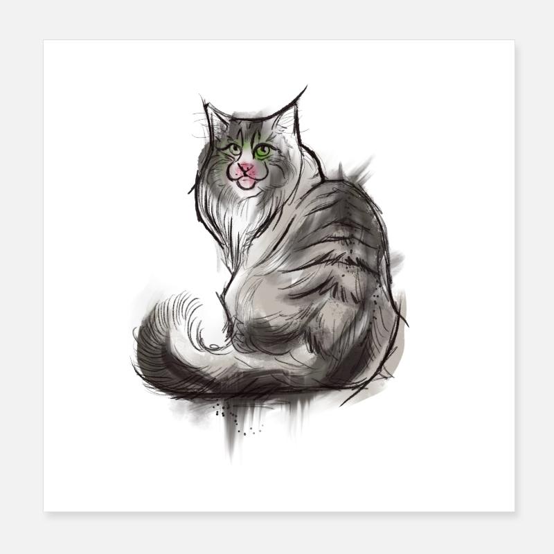 Norwegian Forest Cat Poster 8" x 8" (20x20 cm)