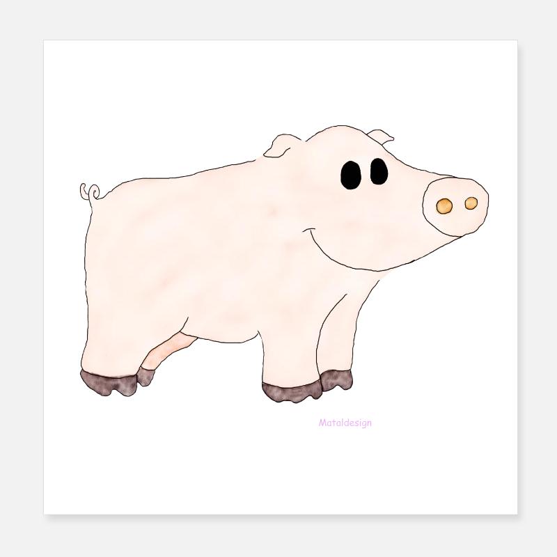 Schwein / Pig Poster 20x20 cm