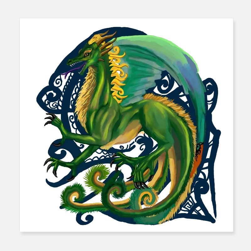 Drachen - Poster 20x20 cm - Weiß