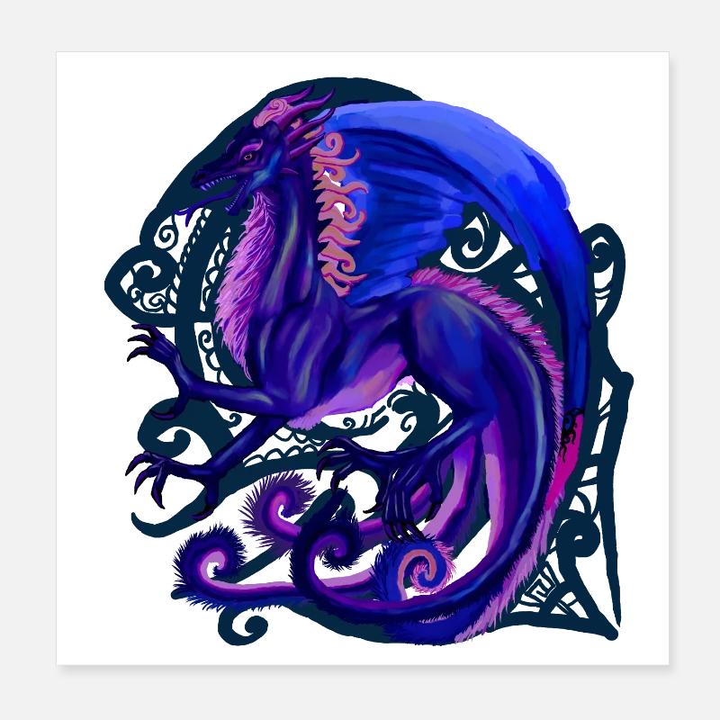 blue dragon Poster 8" x 8" (20x20 cm)