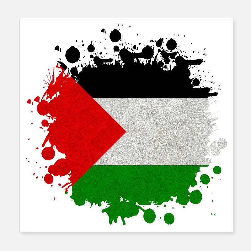 Palästina Klecks Flagge Geschenk Poster 20x20 cm
