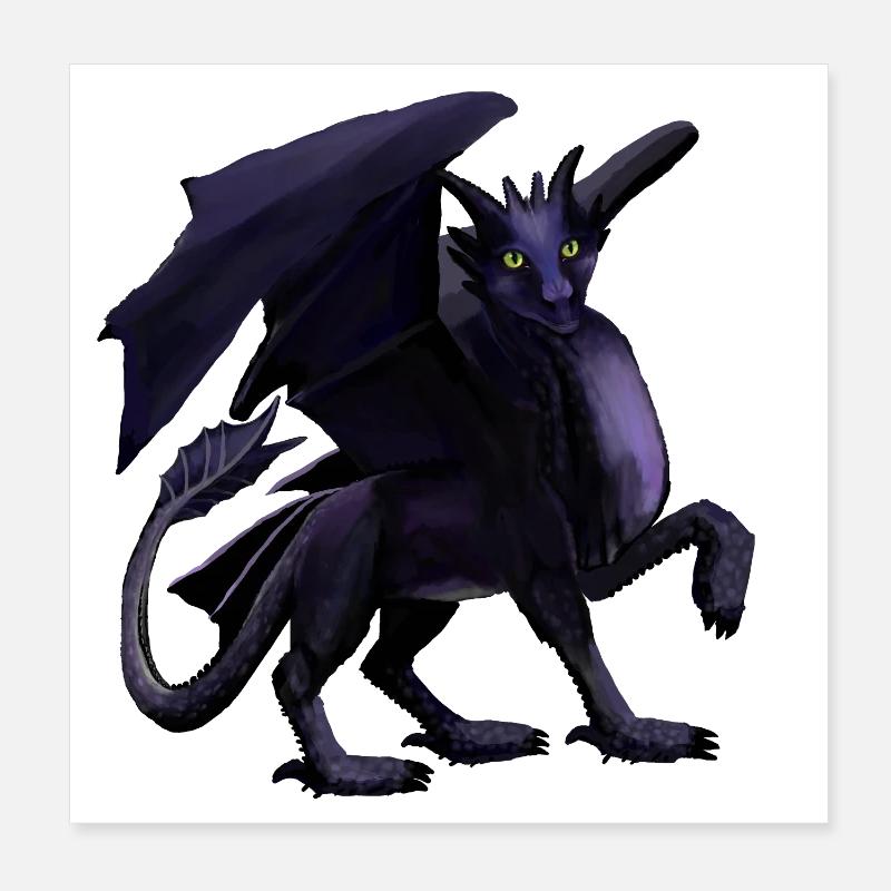 dragon noir Poster 20 x 20 cm
