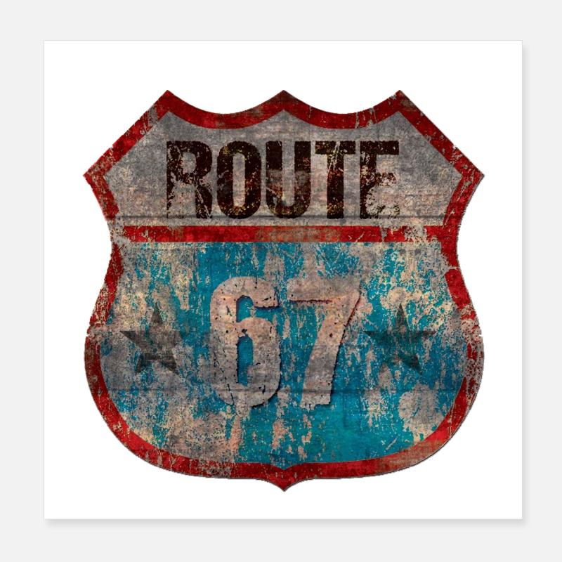 Rustic Route 67 Schild Design Poster 20x20 cm