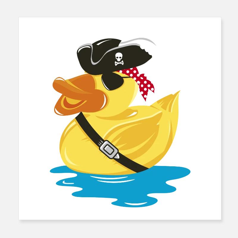 Pirate Rubber Duck with a pirate hat and eye patch Poster 8" x 8" (20x20 cm)