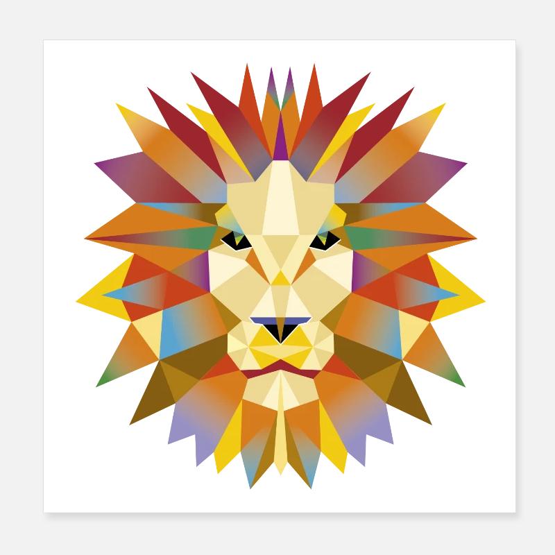 Löwenkopf 1 - Poster 20x20 cm - Weiß