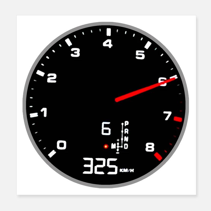 Tacho | No Limit | Speed Race | Racing - Poster 20x20 cm - Weiß