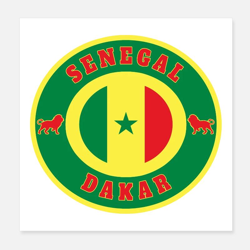 Sénégal Dakar / Cadeau Lion drapeau Afrique État Poster 20 x 20 cm