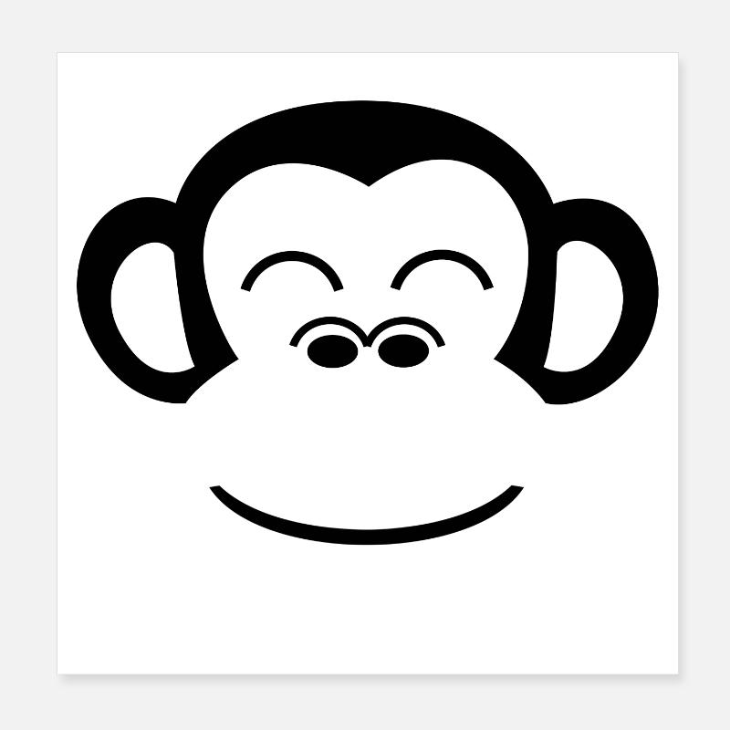 Singe Chimpanzé Singe Singe Singe singe singe - Poster 20 x 20 cm - blanc
