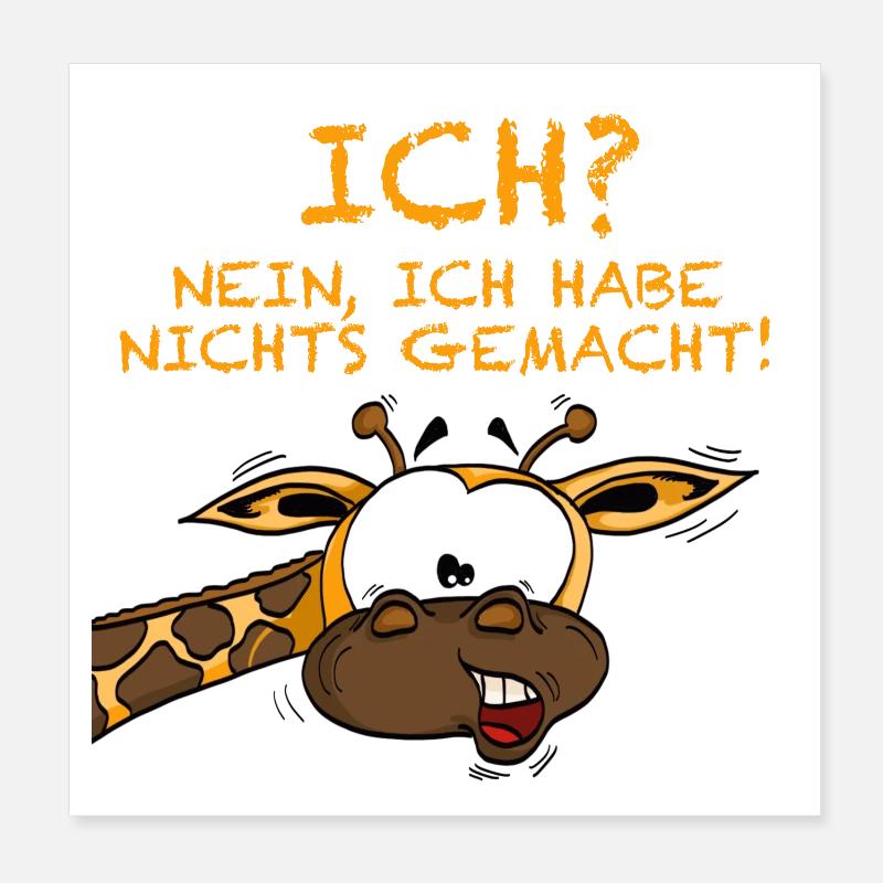 Ich war es nicht Giraffe - Poster 20x20 cm - Weiß