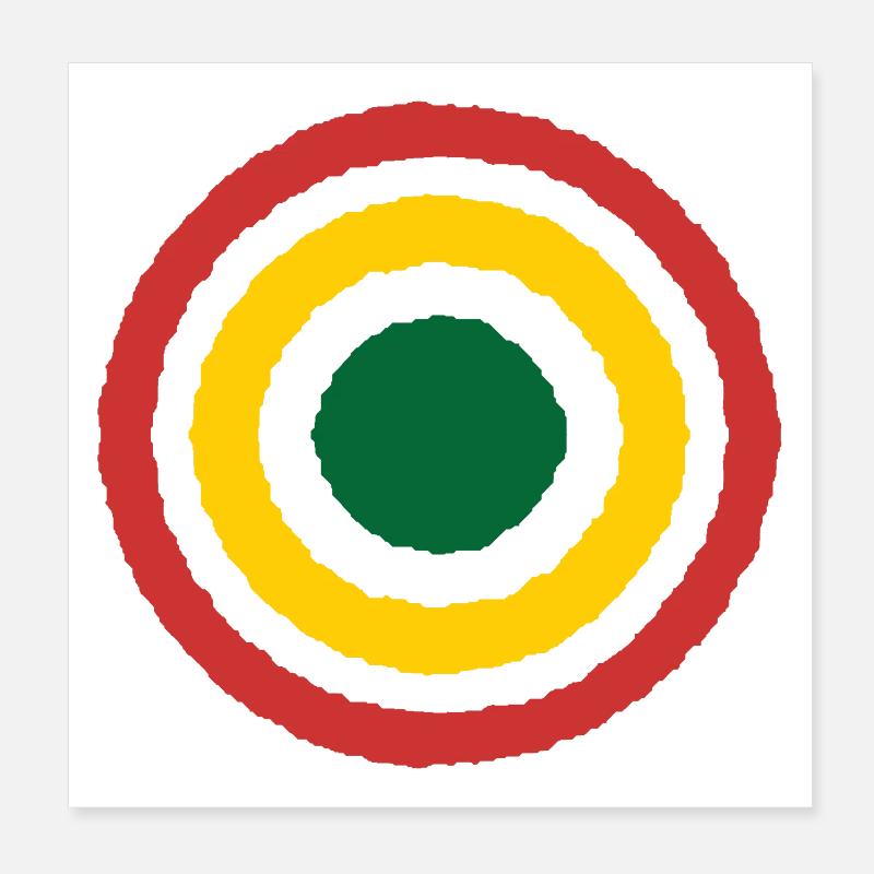 Abstrakter konzentrischer Reggae Kreis-Design Poster 20x20 cm