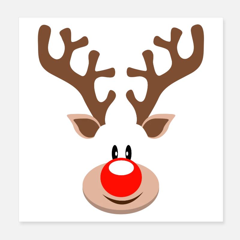 Renne Rudolf nez mignon bois de Noël Poster 20 x 20 cm