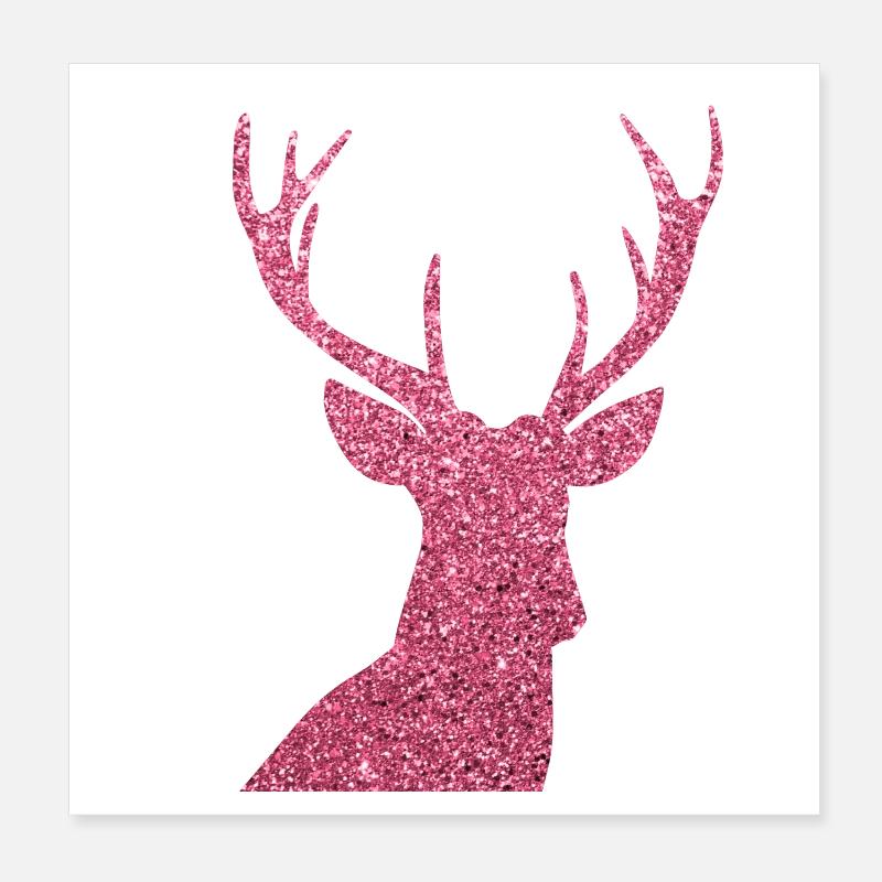 Hirsch - Poster 20x20 cm - Weiß